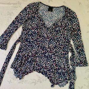 JTB Polka -Dot Blouse w/ tie Belt - Size Medium